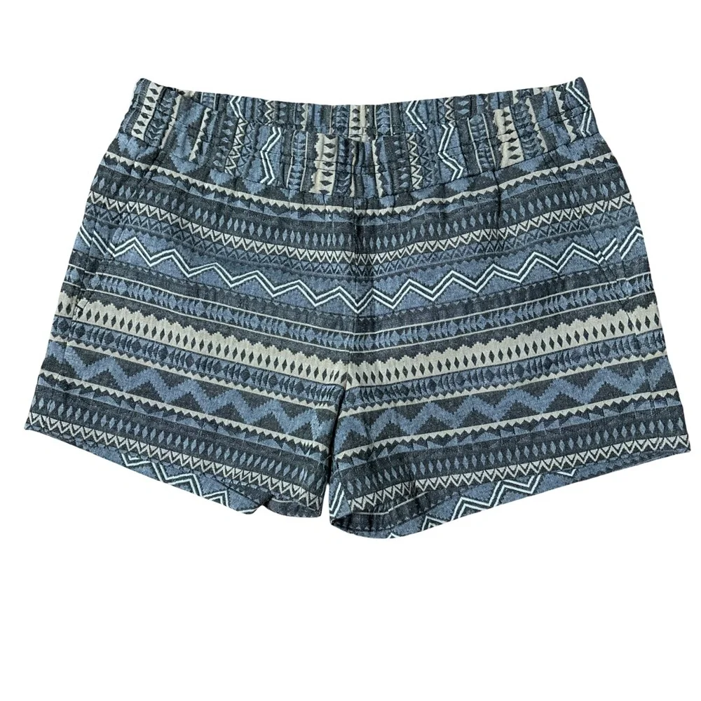 J Crew Blue and Gray Tribal Patterned Shorts with Pockets